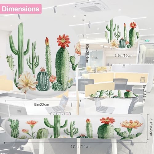 Cactus Succulent Greenery Flower Keyboard Wrist Rest Pad and Mouse Pad Wrist Support Set,3-in-1 Ergonomic Mouse Pad with Non-Slip Rubber Base for Home Office Game Computers Desk,