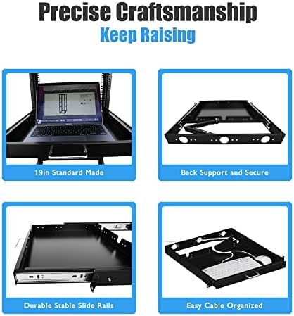 1U Rack Mount Sliding Keyboard Tray Cantilever for Server Data Network Rack
