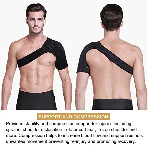 HUEGLO Shoulder Brace Men&Women Rotator Cuff Support for Pain Relief,Left