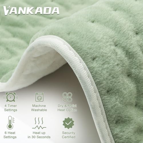 Heating Pad Electric Heat Pad, Hot Heated Pad,Multiple Temp and Timer Settings,Suitable for Shoulders, Neck, arms, Abdomen, Back, Legs, etc (Sage Green, 24"X12")