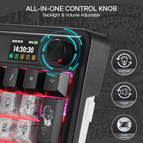 Redragon K719 PRO Wireless 95-Key Gasket Gaming Keyboard, TFT Screen & Knob