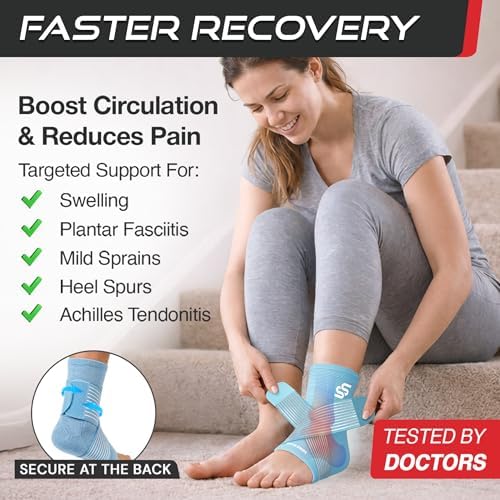 Sleeve Stars Ankle Brace Men & Women Support (Pair/M:10"-12"/Light Blue)