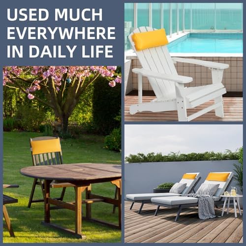 Headrest Pillow for Patio Chaise Lounge Chair, Outdoor Chaise Pillows with Adjustable Elastic Stripe Head Resting Pillows for Recliner Office Chair, Yellow 1 Pack
