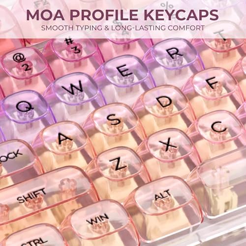 x XVX Sunset Purple Gradient Transparent Keycaps, MOA Profile 125 Keys PC Shine-Through Keycaps for MX Mechanical Keyboards