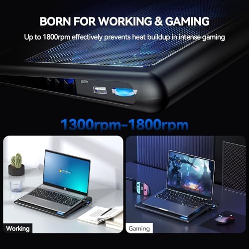TECKNET Laptop Cooling Pad - 12"-15.6" Laptop Cooler with Quiet Cooling Fan