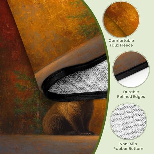 Calming Bear Forest Harmonious Warm Sunset Colors Area Rug Outdoor Patio Rug Play Mat Modern Floor Carpet Non-Slip Home Decor Living Room Kids Bedroom Nursery, 3x5 ft