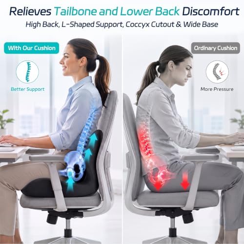 Seat Cushion & Back Support for Tailbone and Lower Back Relief