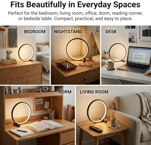 LED Touch Bedside Lamp, 3 Color Temperatures, Stepless Dimming, Black