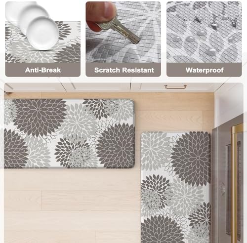 KIMODE Anti Fatigue Mats for Kitchen Floor Cushioned Kitchen Rugs Sets of 2