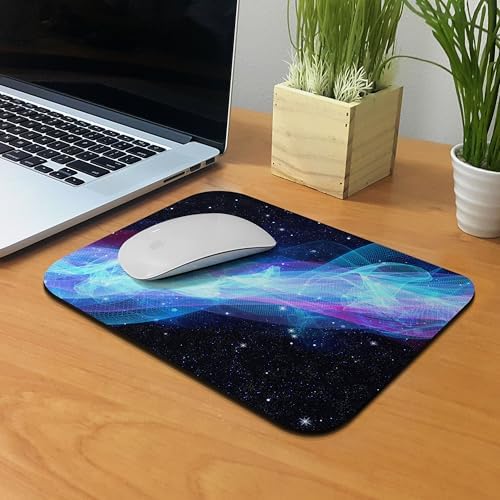 Non-Slip Rectangle Mousepad, WIRESTER Glowing Space Wave Mouse Pad for Home, Office and Gaming Desk