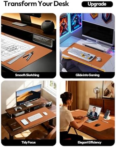 YSAGi Desk Protector&Blotter, Non-Slip Waterproof Leather Mouse Pad