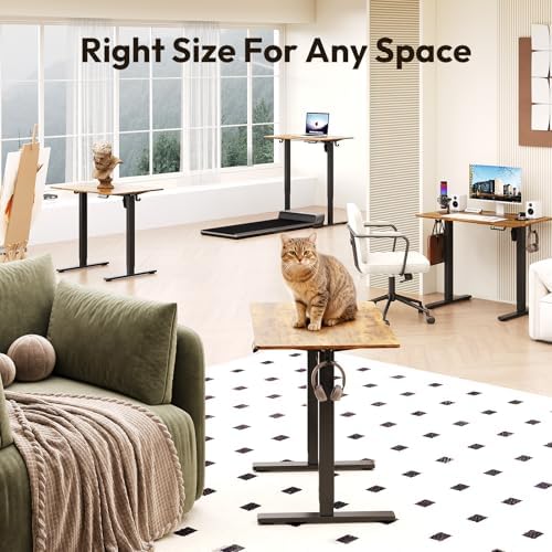 35 x 24 Inch Height Adjustable Standing Desk, 3 Presets, Brown