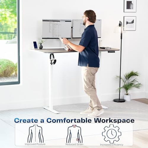 VIVO Dark Gray 63 x 32 in Standing Desk, DESK-KIT-1W1G