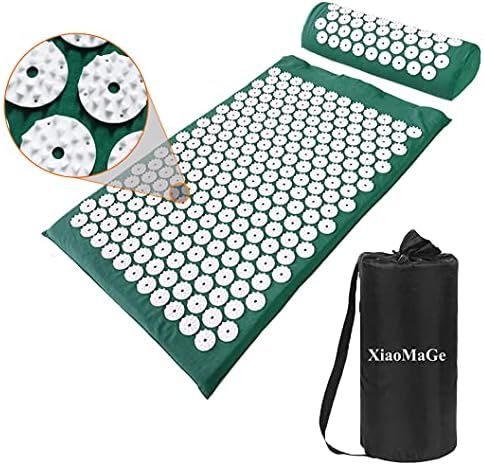 XiaoMaGe 28.7" Acupressure Mat and Pillow Set with Carry Bag (Green)