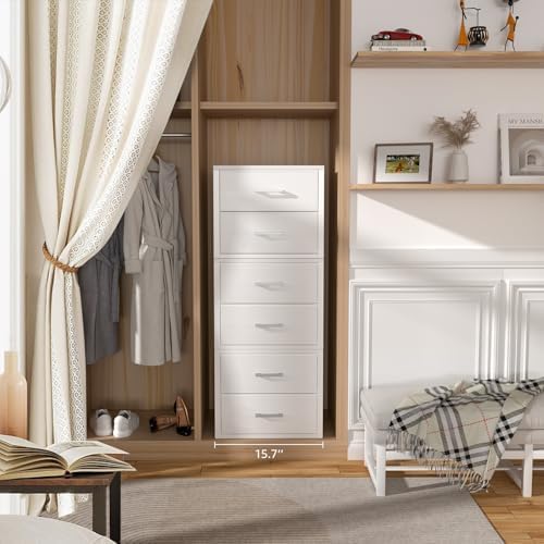 BOLUO Stackable Storage Drawers Closet Organizers and Storage Fabric White 2 Drawer Dresser for Bedroom 2 Packs Modern