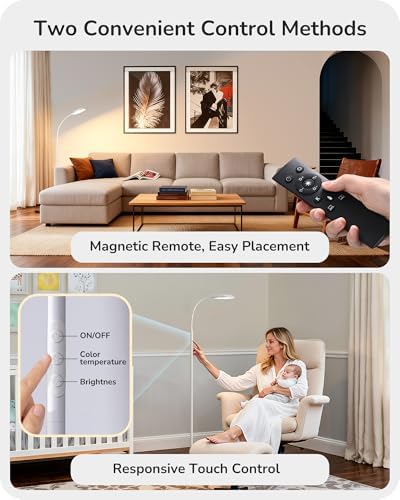 EDISHINE Gooseneck Floor Lamp 1300LM LED Floor Lamps for Living Room White