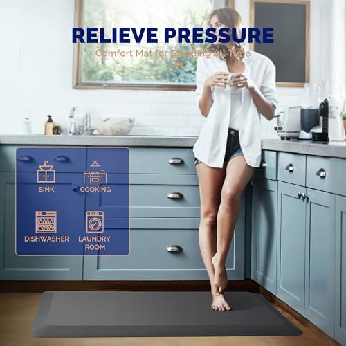 FEATOL Anti Fatigue Mat for Standing Desk & Kitchen Floor, 9/10 Extra Thick
