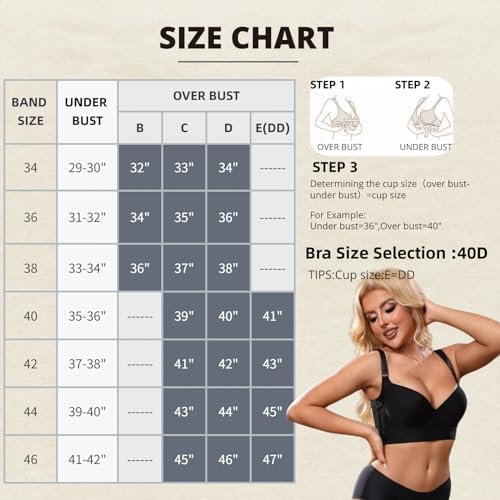 Super Push Up Bra Smoothing Back Fat Bra with Support T Shirt Bra