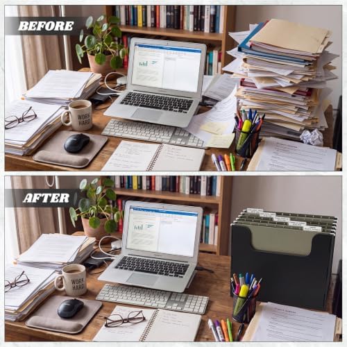 Qeeenar 2 Pcs Hanging File Box with 10 Pcs Green Hanging File Folders
