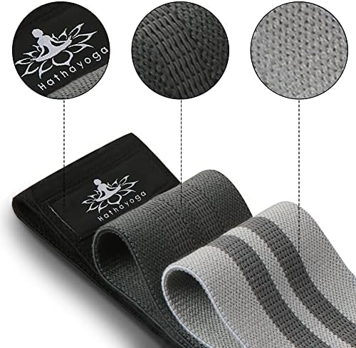 Hatha Yoga Large Resistance Band,14.5" x3.15",Fabric Exercise Loop Bands with Instruction Guide and Carry Bag, Set of 3.