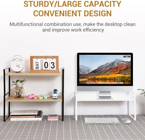 YGYQZ Desk Shelf Organizer, 1-Tier Desktop Bookshelf, White