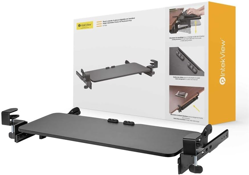 Height Adjustable Clamp-On Keyboard Tray