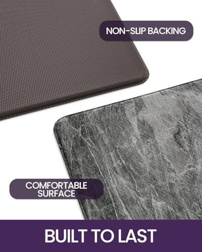 DEXI Kitchen Floor Mats Cushioned Anti Fatigue, 23x107 Dark Grey Marble