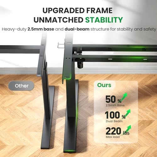 Brown 60x28 in Electric Standing Desk, 1 Inch Thick Tabletop