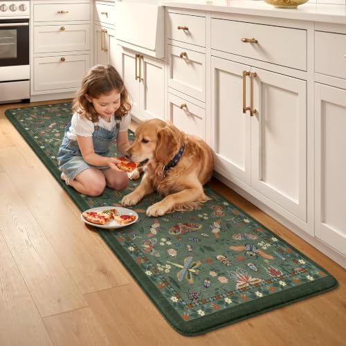 LEEVAN Anti Fatigue Kitchen Mats, Botanical Cushioned Kitchen Runner Rugs