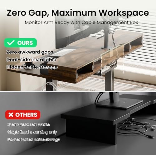 Realbear 55x26 Inch Electric Standing Desk with Drawers, Rustic Walnut