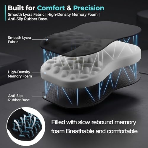 QDOAOF-Ergonomic Mouse Pad Wrist Support with Massage Design, Relieve Wrist Pain Mousepad, Wrist Rest Pain Relief Mousepad with Memory Foam&Non-Slip PU Base, Carpal Tunnel Syndrome (Black)