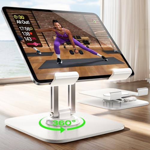 LISEN for iPad Stand Holder Adjustable Tablet Stand for Desk White