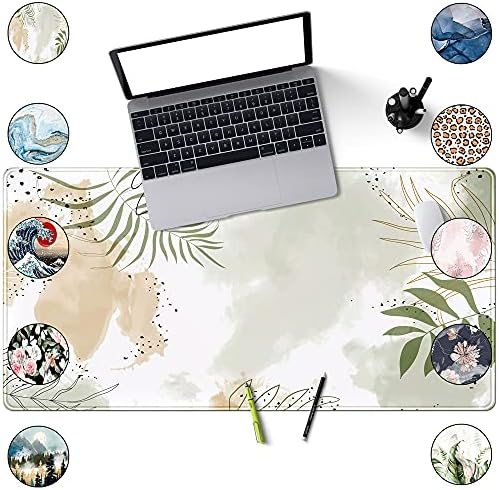 Keyboard mat Kawaii Mousepad Matcha Green Plant Abstract Accessories Desk pad Mouse mat for Desktop Gamer Girl Office Accessories for Women Pink Desk Organizer Large Gaming Pads …