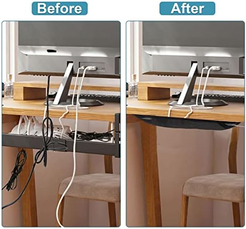 Under Desk Cable Management Net, 36PCS Under Table Cord Management Mesh Organizer Flexible Wire Hiders, Extra Large Capacity Wire Management Kit Under Desk, Fits Most Tables
