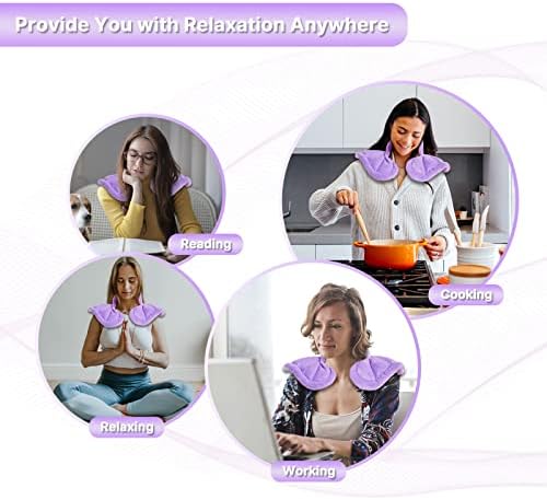 MORLIDEN Neck Heating Pad Microwavable for Shoulders, Warmer Wrap Microwave Heating Pad for Neck and Shoulders for Pain Relief - Purple