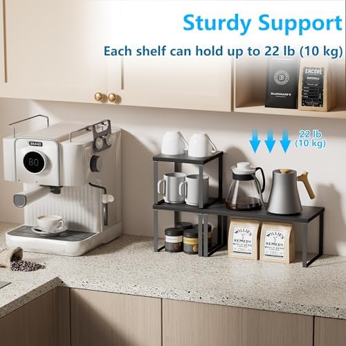 Golener Countertop Shelf, Kitchen Counter Organizer, Adjustable, Stackable