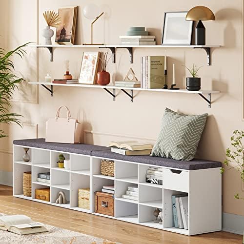 DINZI LVJ Long Wall Shelves, 55.1Inch Wooden Floating Shelves with Brackets