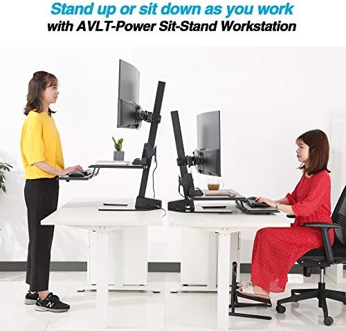 AVLT Electric Standing Desk Converter for Dual 32" Monitors Motorized