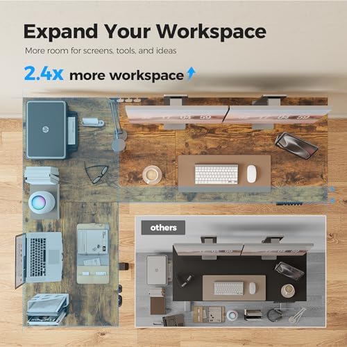 Agilestic L Shaped Standing Desk 63 inch Adjustable Height, Electric Corner Standing Desk, Sit Stand Computer Table with Splice Board, Rustic Brown