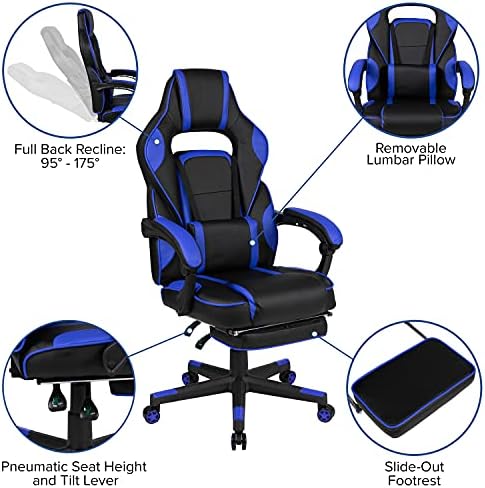 Flash Furniture Reclining Ergonomic Gaming Chair, Black/Blue