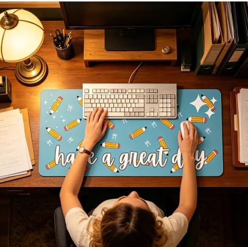Cute Desk Mat for Teacher Large Mouse Pad for Keyboard and Mouse 35.4x15.7