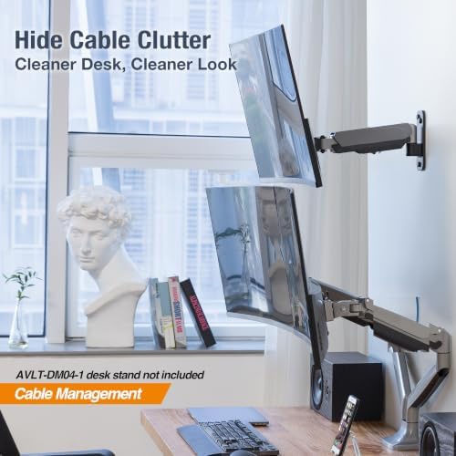 AVLT Single Monitor Arm Wall Mount for 13-32" Screens, Full Motion - Silver