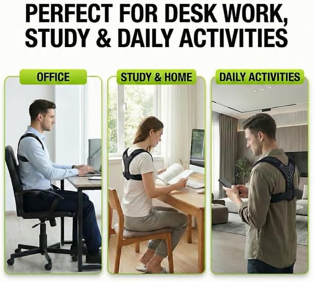 Posture Corrector for Women & Men, Adjustable Back Support Brace with Y-Shape, Lightweight Shoulder Straightener for Sitting, Desk Work & Daily Wear, Helps Improve Slouching & Alignment (Medium)