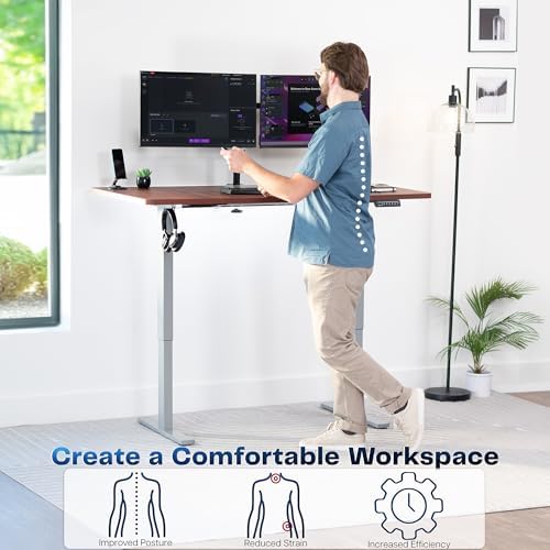VIVO Dark Walnut 60 x 30 in Standing Desk, DESK-KIT-1G6D-30
