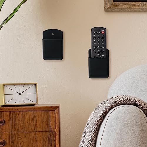4 Pcs Remote Control Holder Wall Mount, TV Controller Holder, Self Adhesive Remote Holder, Wall Pen Holder Storage Accessories for Home Office School (Black)