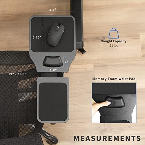 VIVO Black Wooden Arm Rest Mouse Pad with Wrist Cushion, MOUNT-MS02D