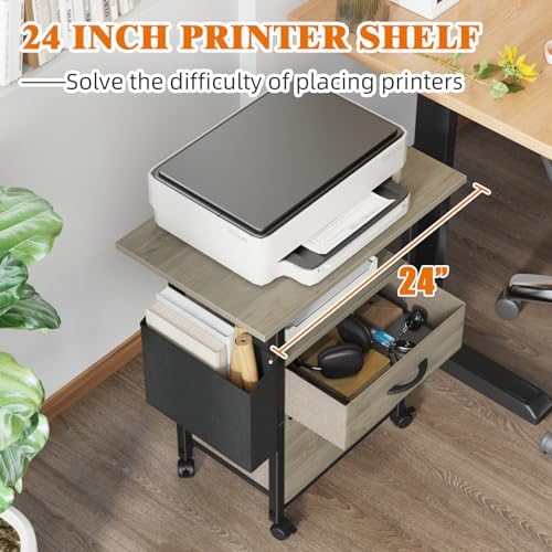 GYIIYUO 2 Drawer File Cabinet 24''W, Mobile Filing Cabinet, Printer Stand