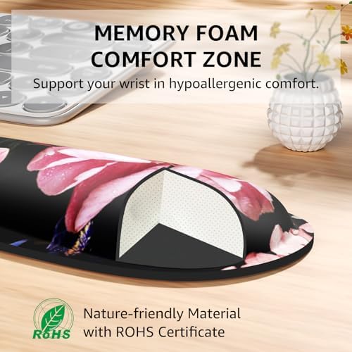 KTRIO Keyboard Wrist Rest & Mouse Pad with Wrist Rest, Peony Flower