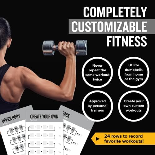 NewMe Fitness Dumbbell Workout Cards - 50 Exercise Cards for Home Training