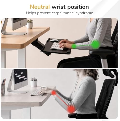 Mount-It! Keyboard Tray Under Desk, Full Motion Computer Keyboard and Mouse Tray, Slide Out Ergonomic Keyboard Drawer with Gel Wrist Pad, 26" Wide, Tilt, Swivel and Height Adjustment, Black